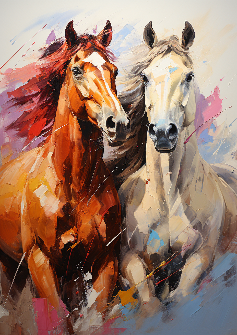 Colorful horses in the wind painting