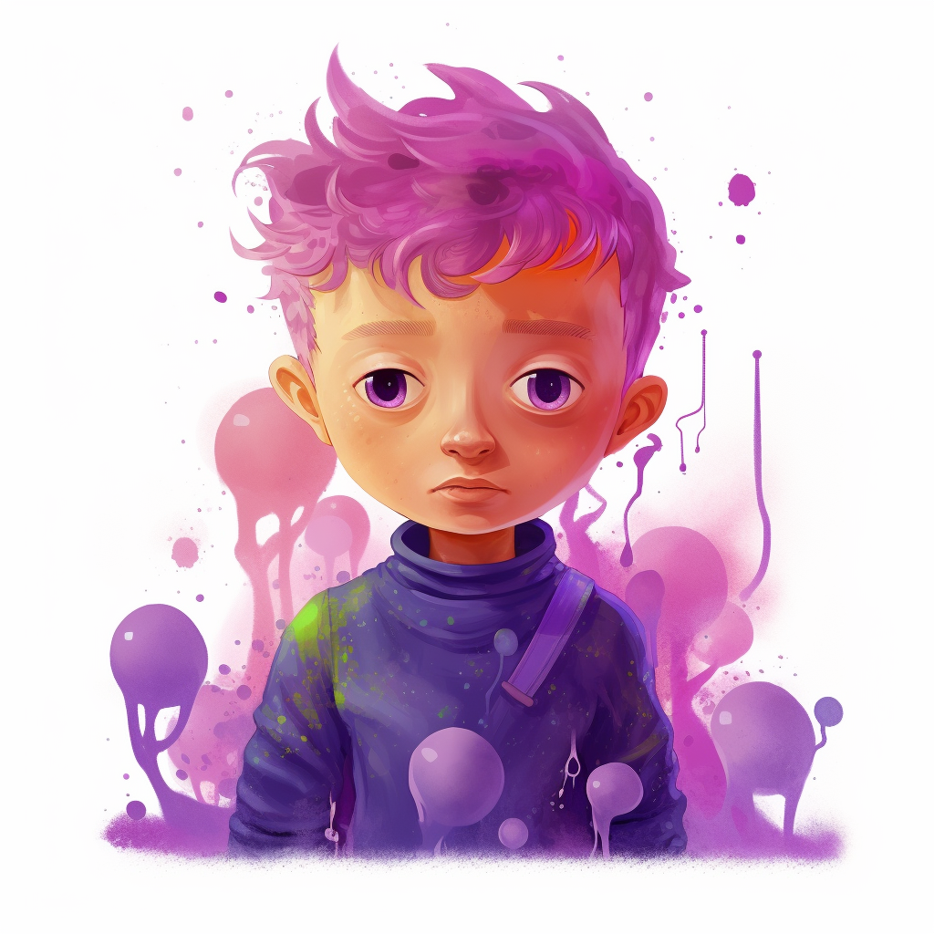 Illustration of Kids Covered in Purple Slime