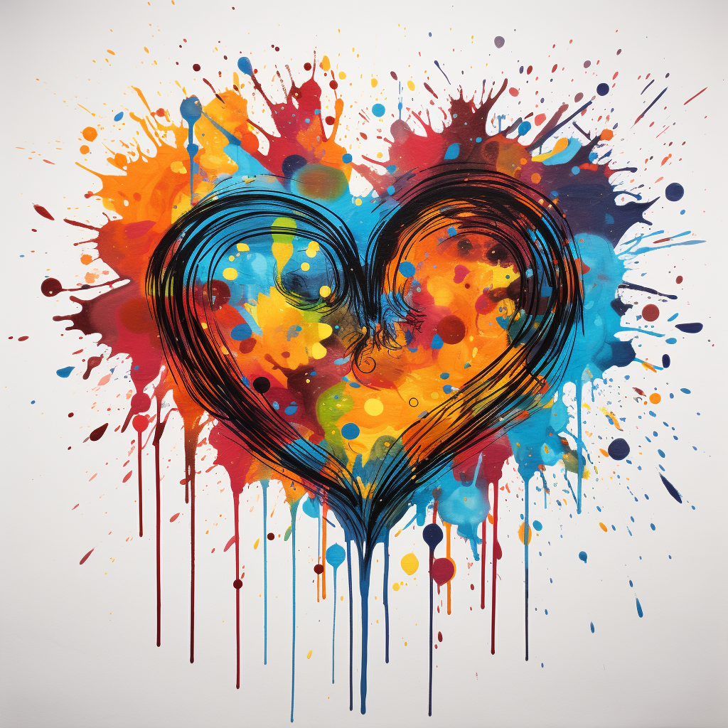 Vibrant tie dye hearts design