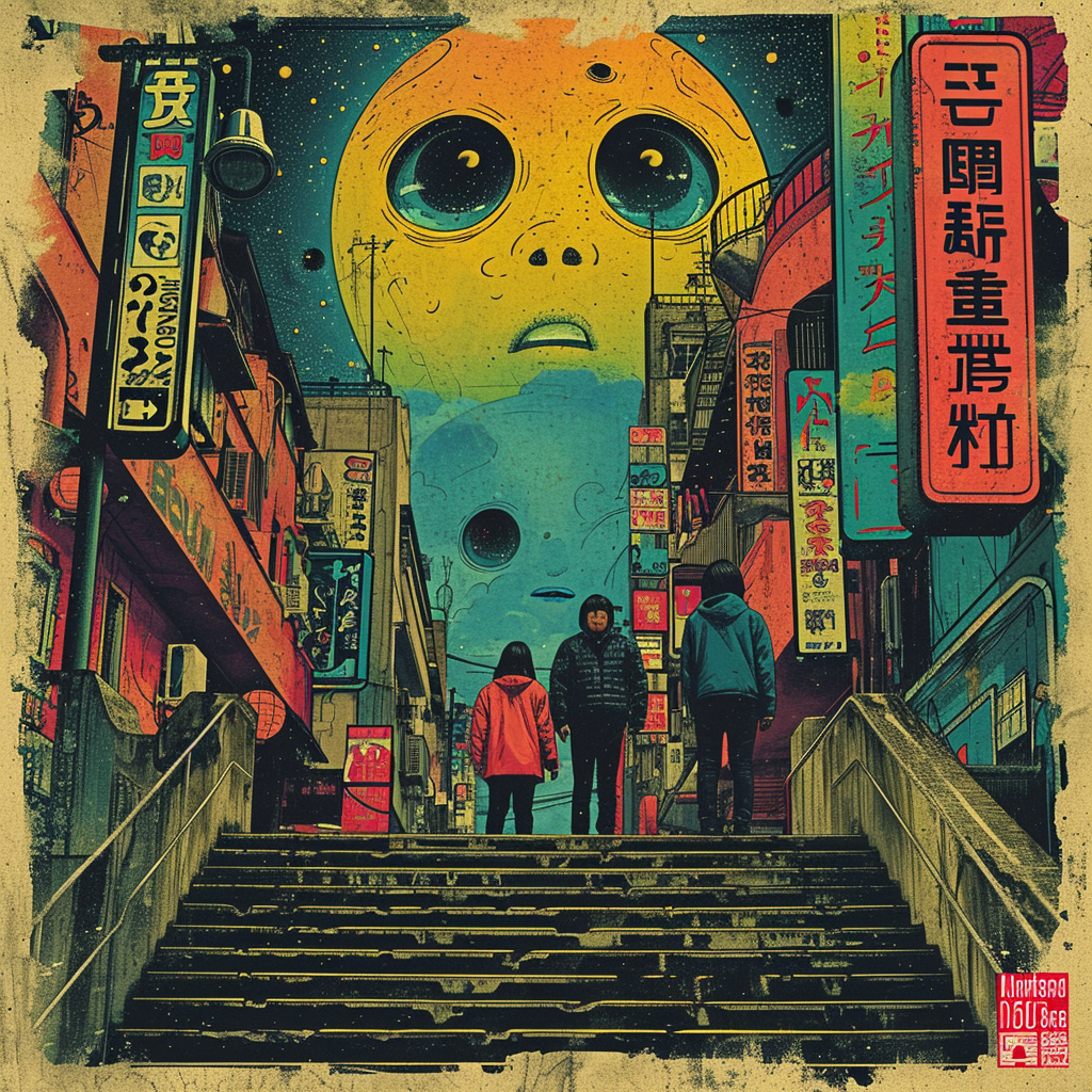 Colorful Japanese Retro Poster - Pop Psychedelic Group