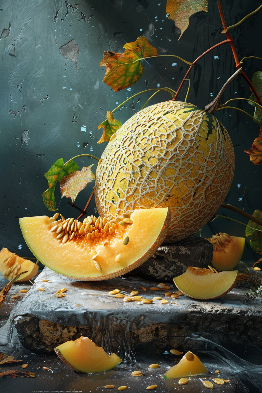 Yellow Korean Melon Fall Scene