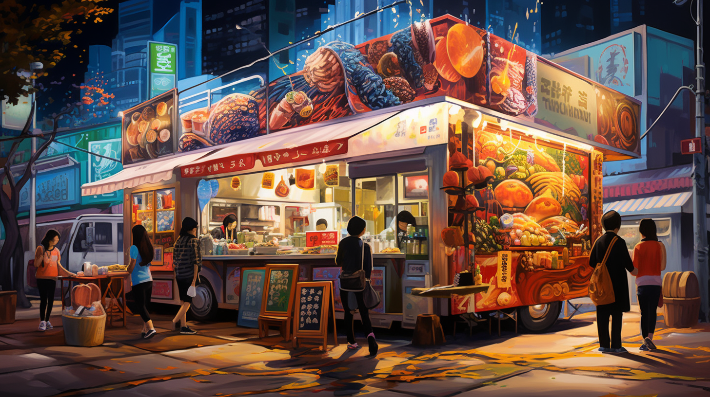 Vibrant Korean street food market