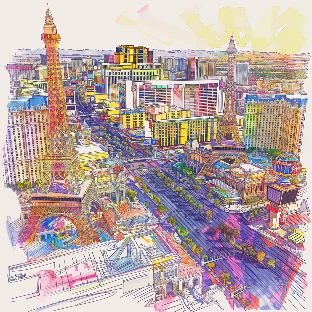 Vibrant Las Vegas City Sketch