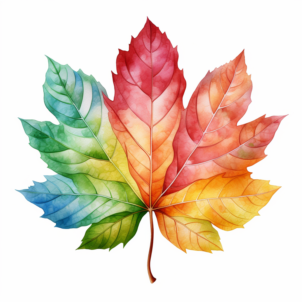 Colorful Leaves Watercolor Illustration without Background