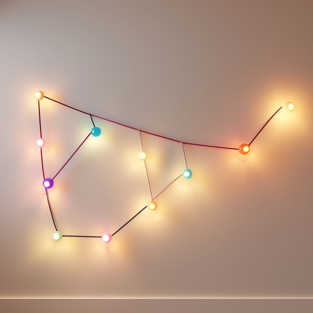 Colorful LED lights on beige wall