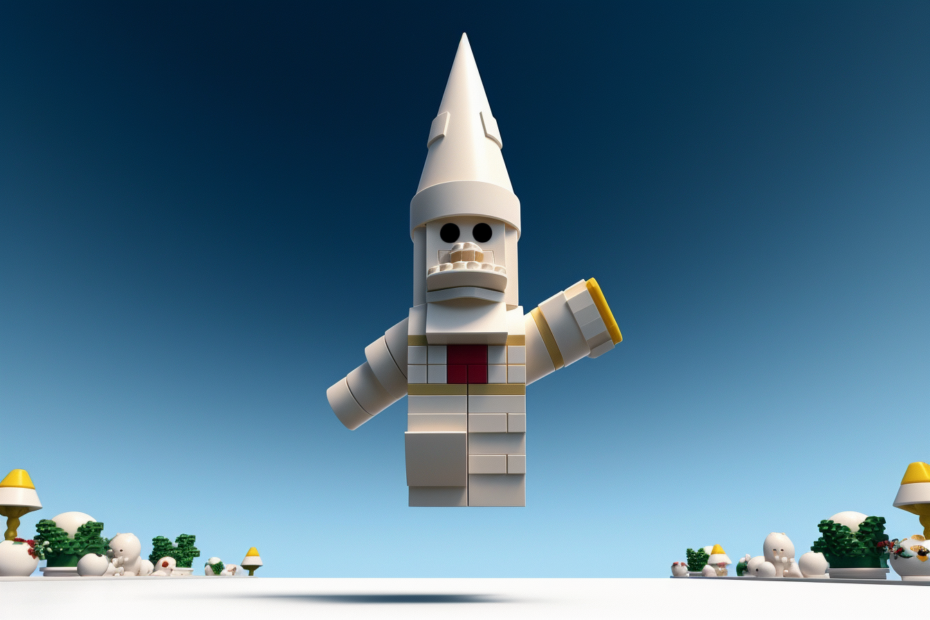 Colorful Lego Rocket Blasting Off