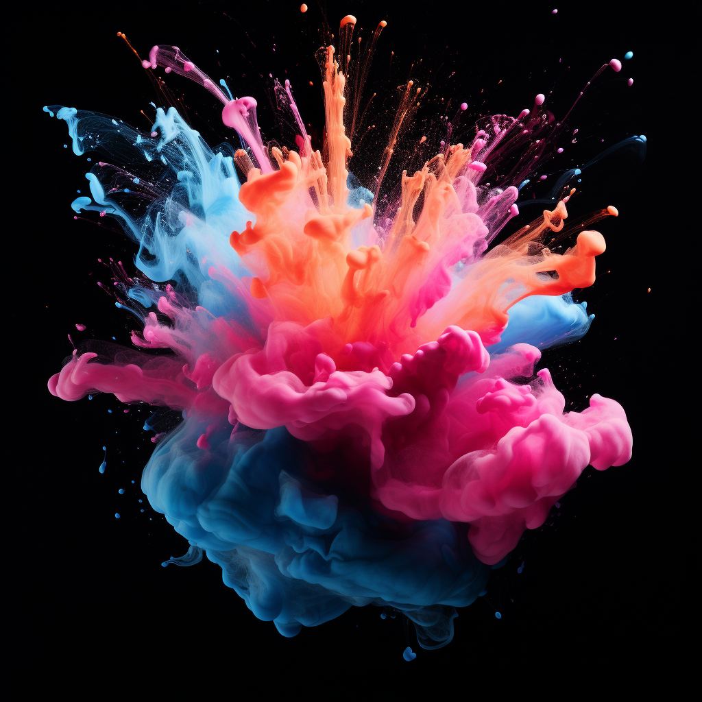 Colorful liquid explosion on black background