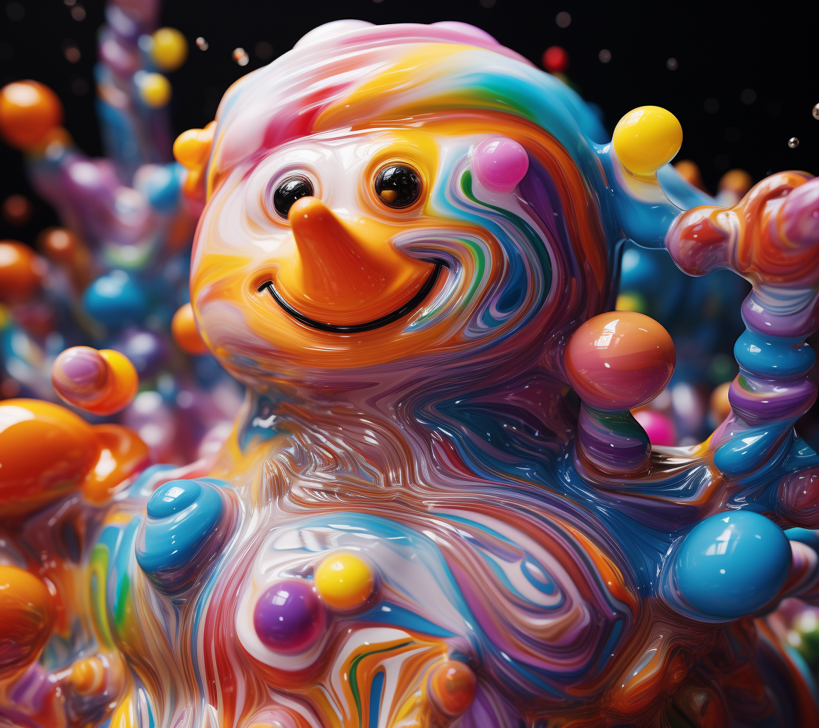 Colorful liquid plastic snowman creation