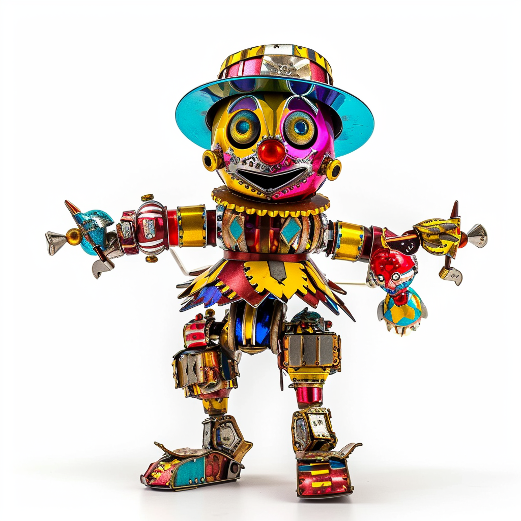 Colorful metal clown wind up toy