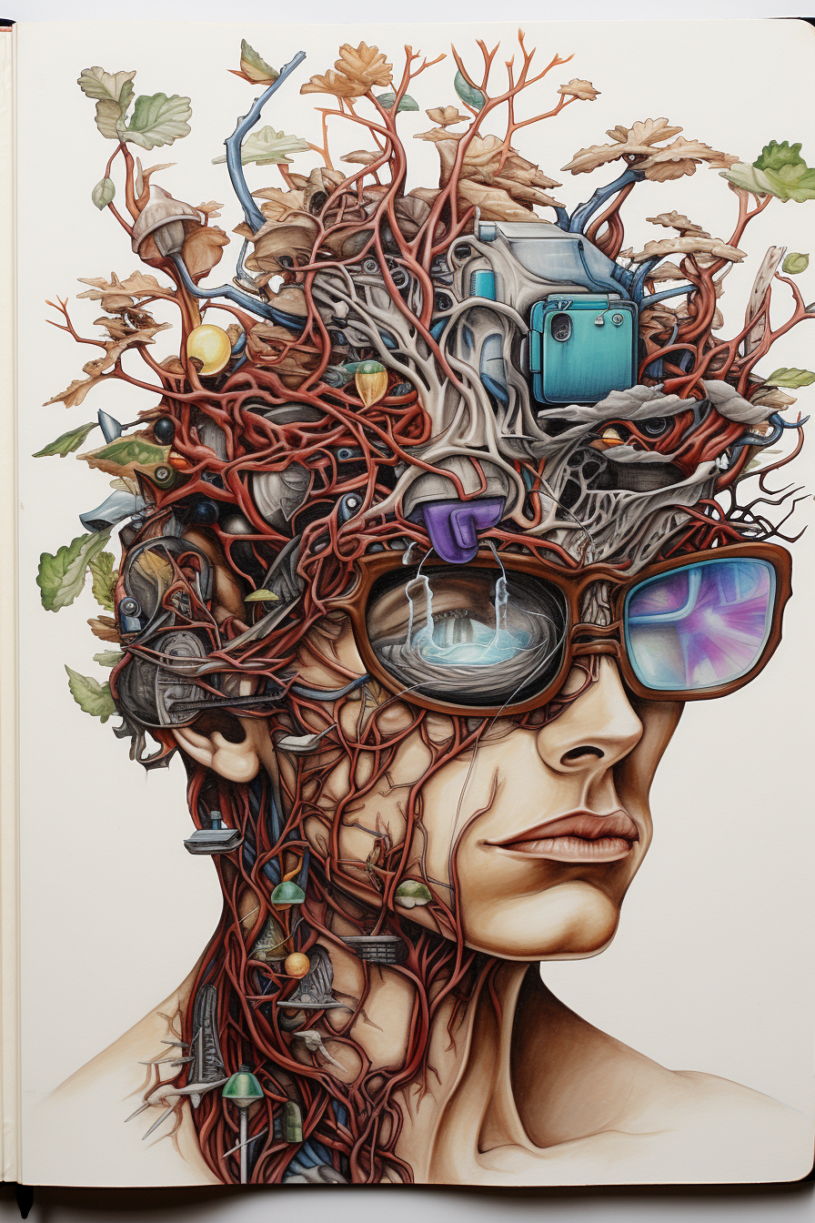 Beautiful surreal mind and memory illustration