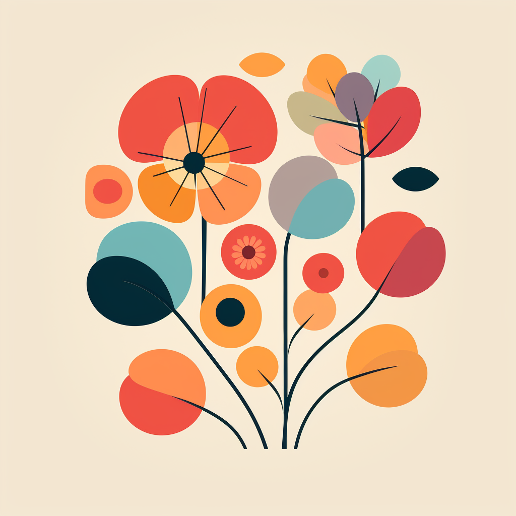 Abstract 2D Minimal Flowers Design