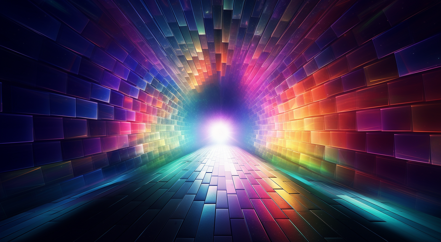 Vibrant night tunnel digital art