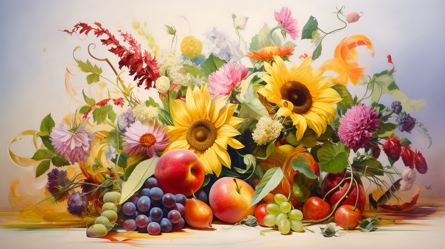 Vibrant floral oil painting artwork