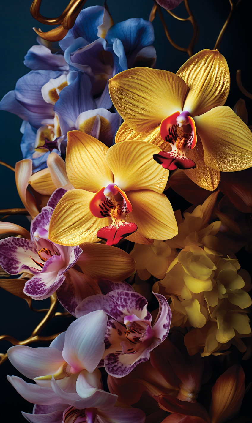 Luxuriously Presented Colorful Orchid Flowers