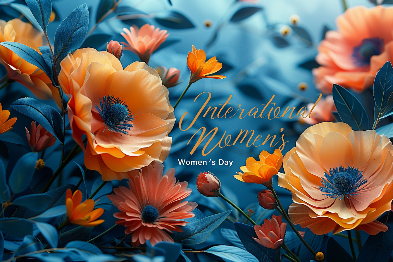 Colorful pastel flowers with Women's Day concept