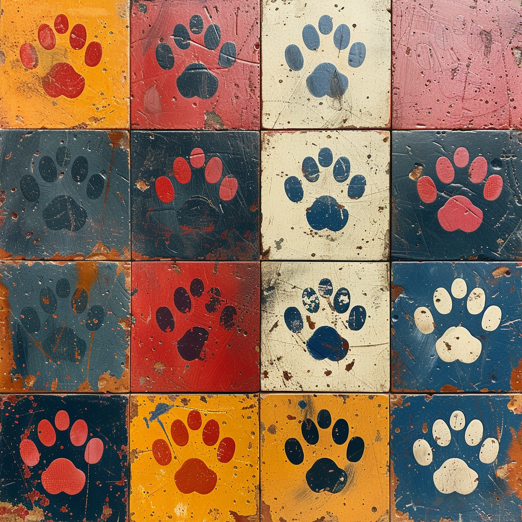 Colorful paw prints background