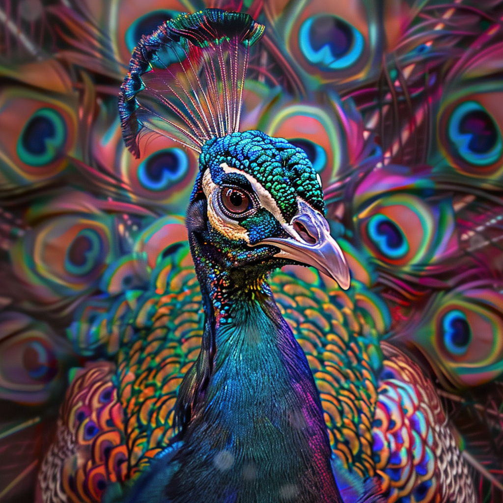 Colorful Peacock Looking at Camera