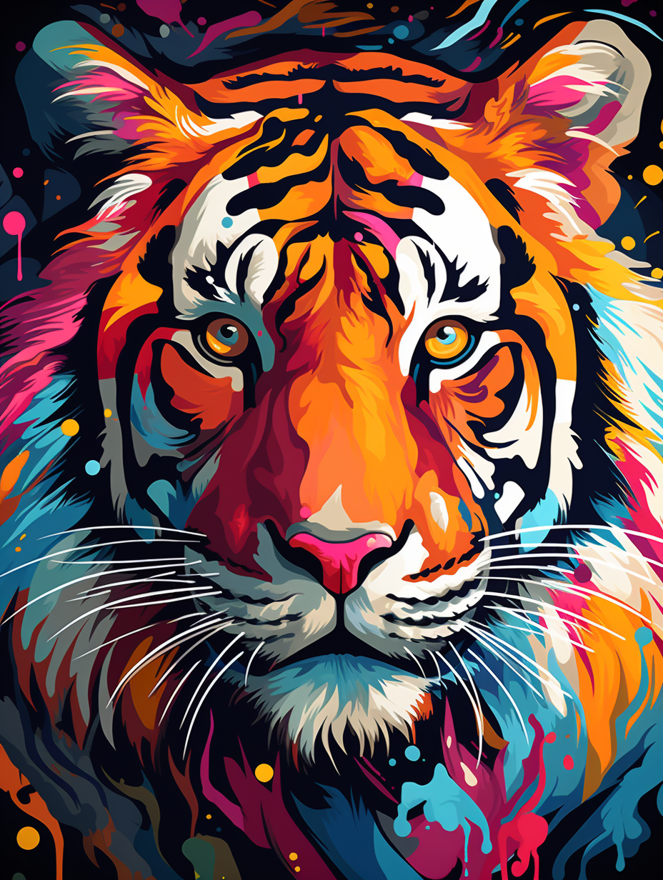 Colorful tiger in pop art style