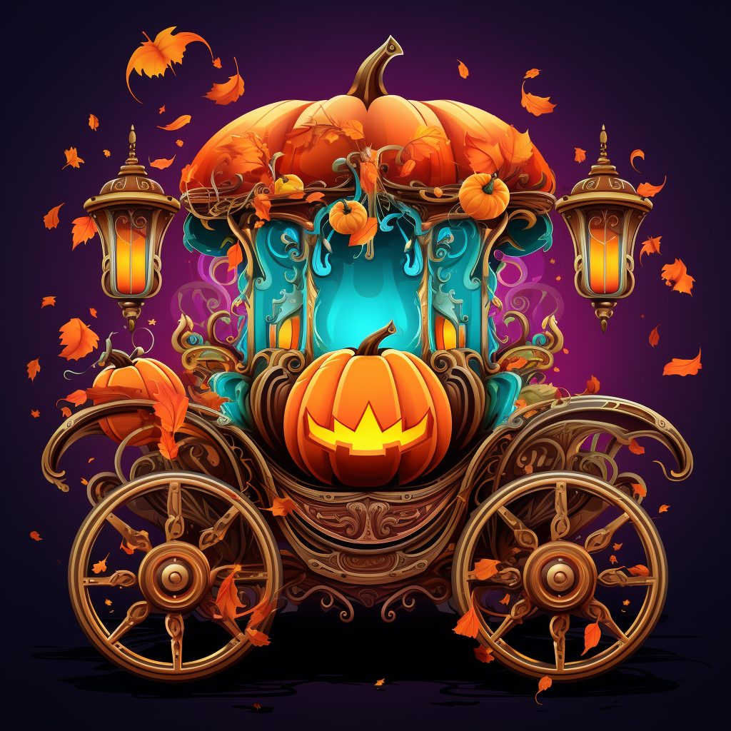 Colorful pumpkin carriage with vibrant designs