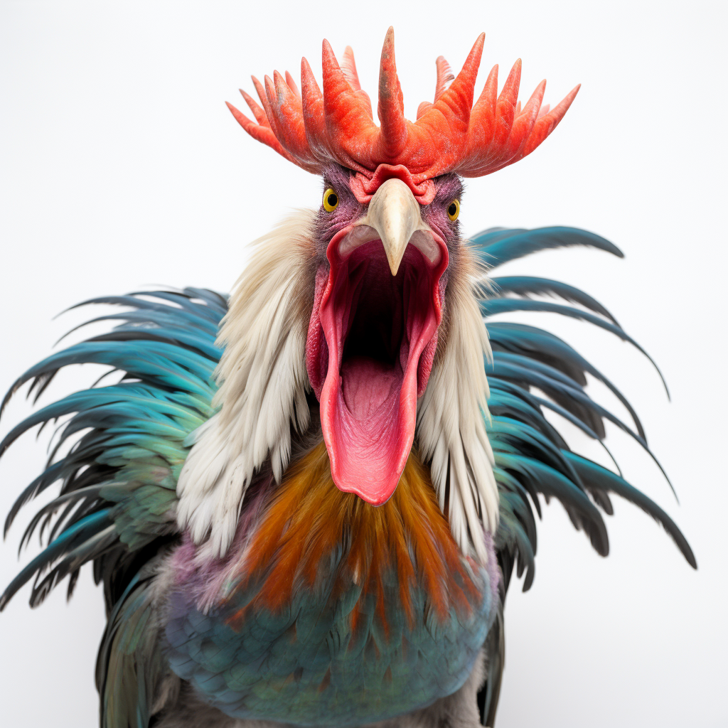 Colorful Rooster Spreading Wings