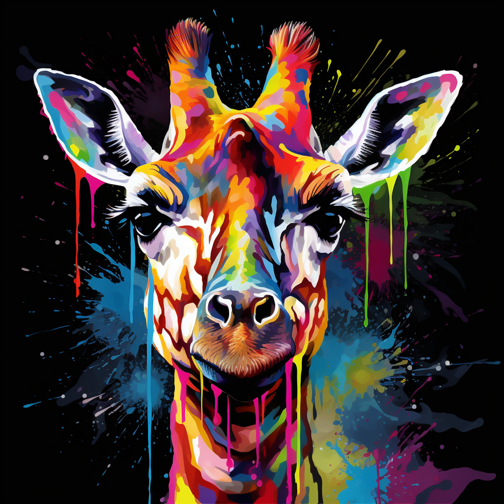 Colorful Serious Giraffe Artwork