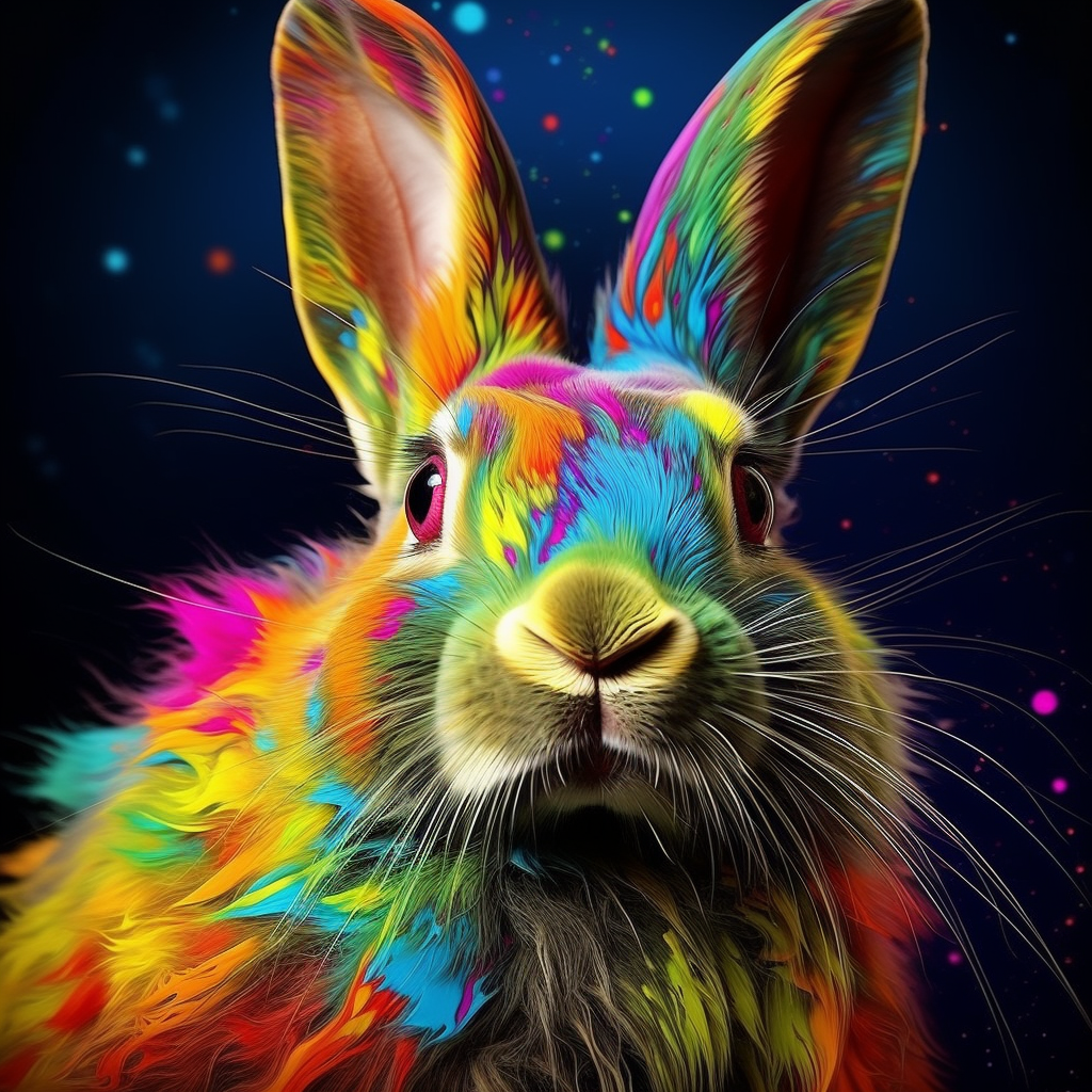 Colorful serious rabbit picture