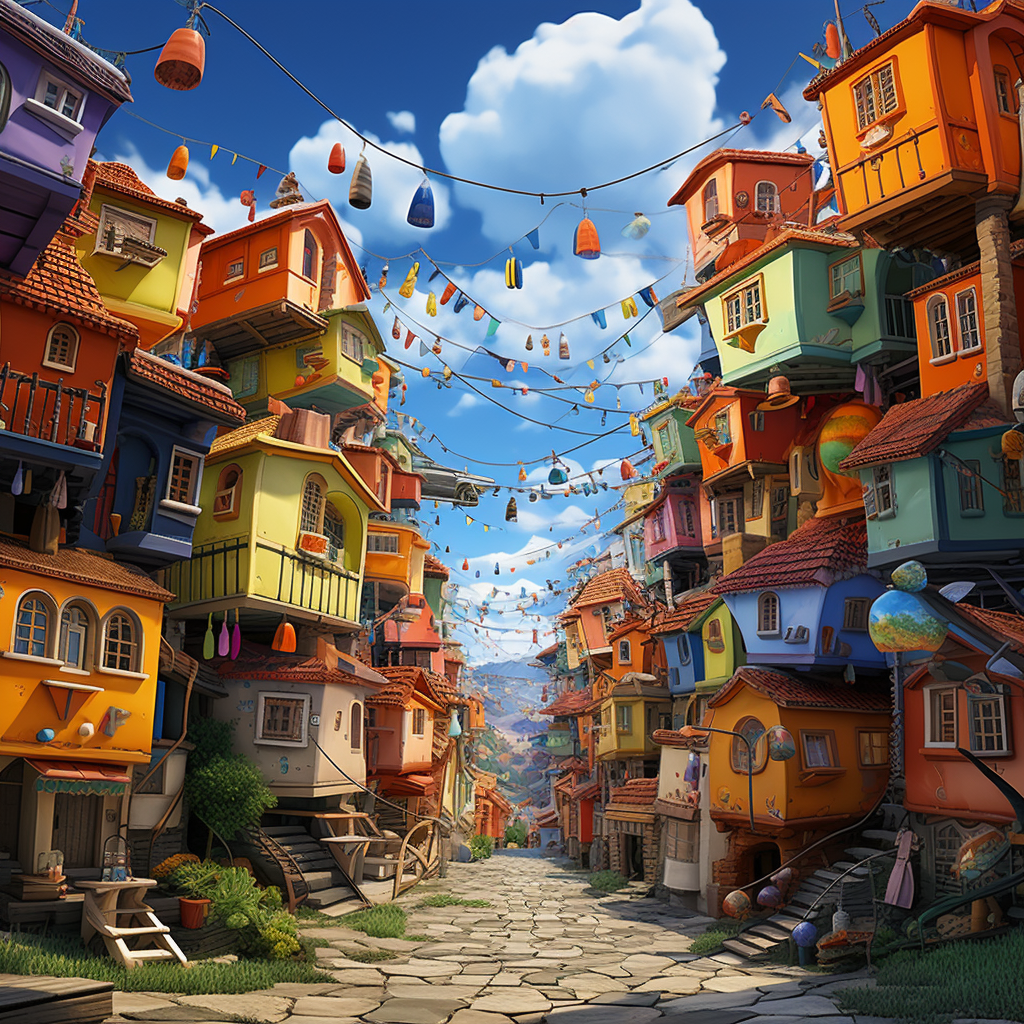 Shoe-filled Colorful Village