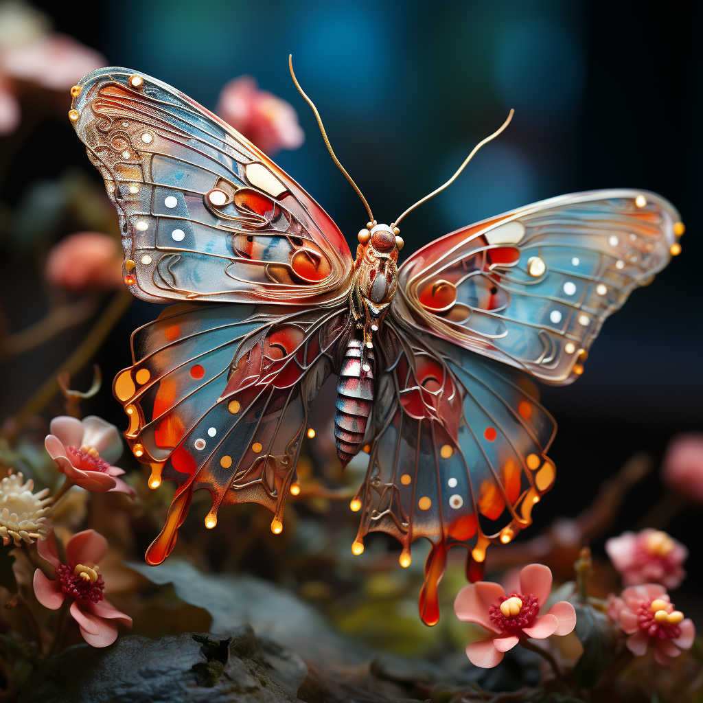 Beautiful silk moth with colorful wings