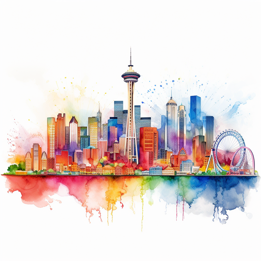 Colorful skyline art illustration