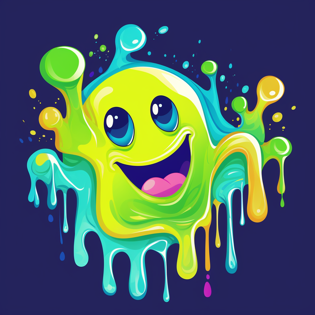 Playful slime logo saying hi