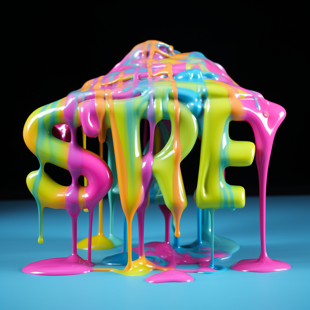 Colorful slime dripping in a viscous manner