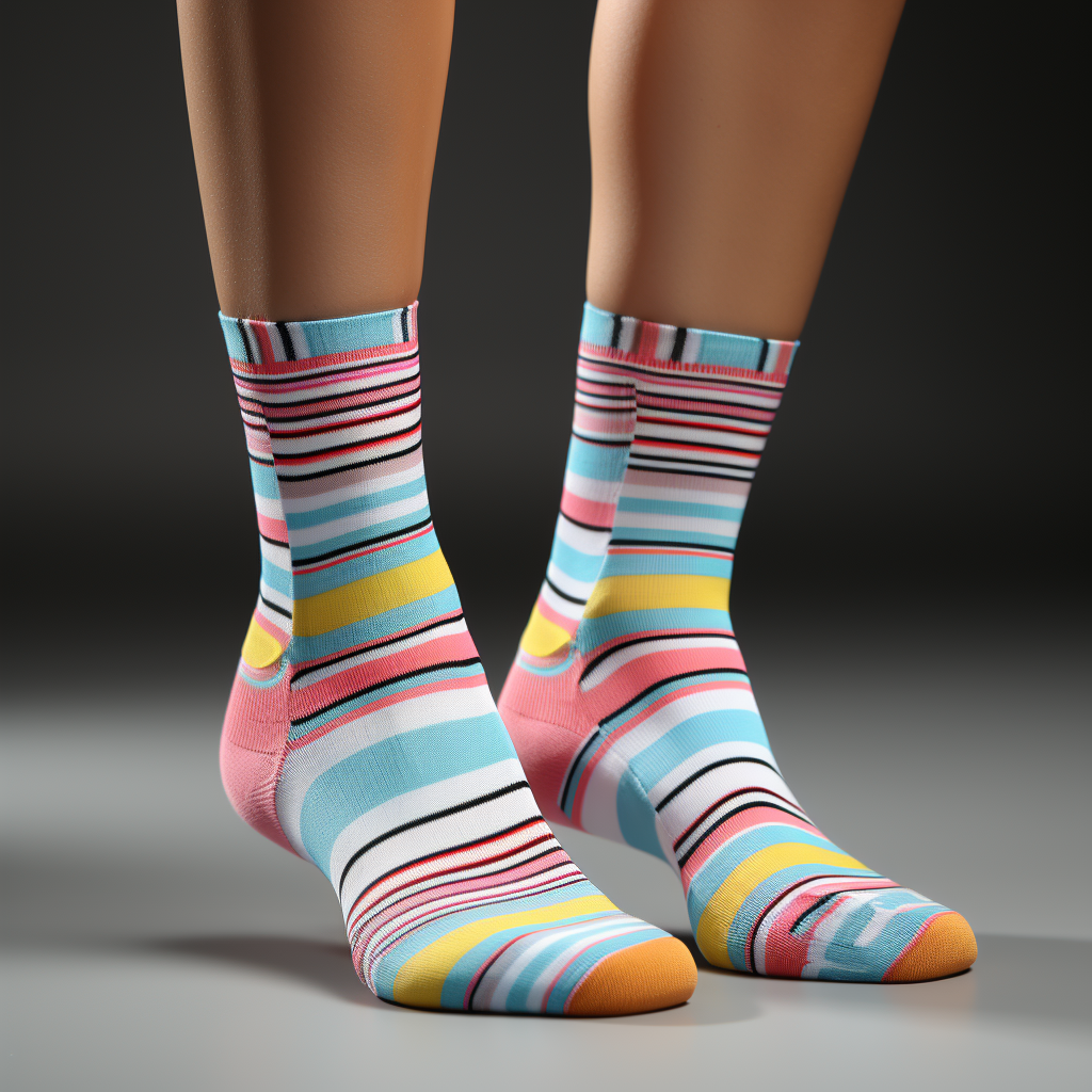 Fashionable girl showcasing colorful socks