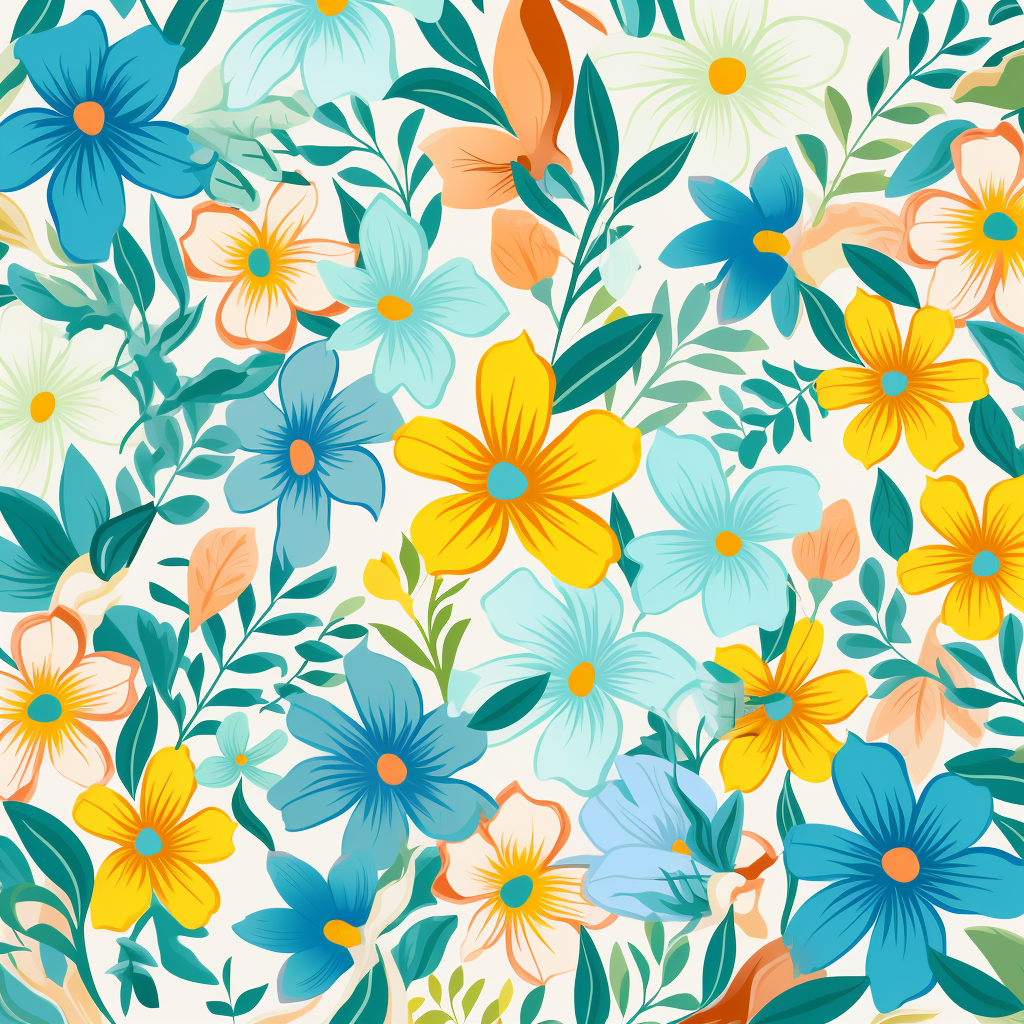 Colorful Spring Floral Pattern Tile