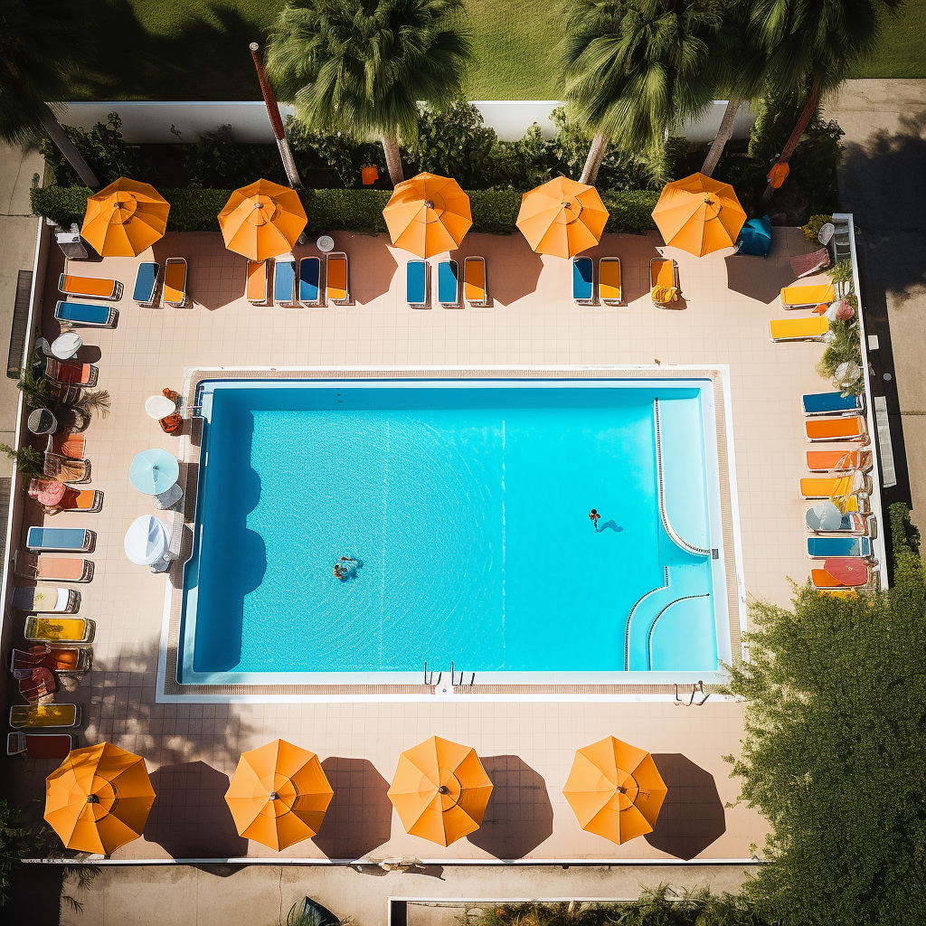 Vibrant swimming pool with Sixties vibes