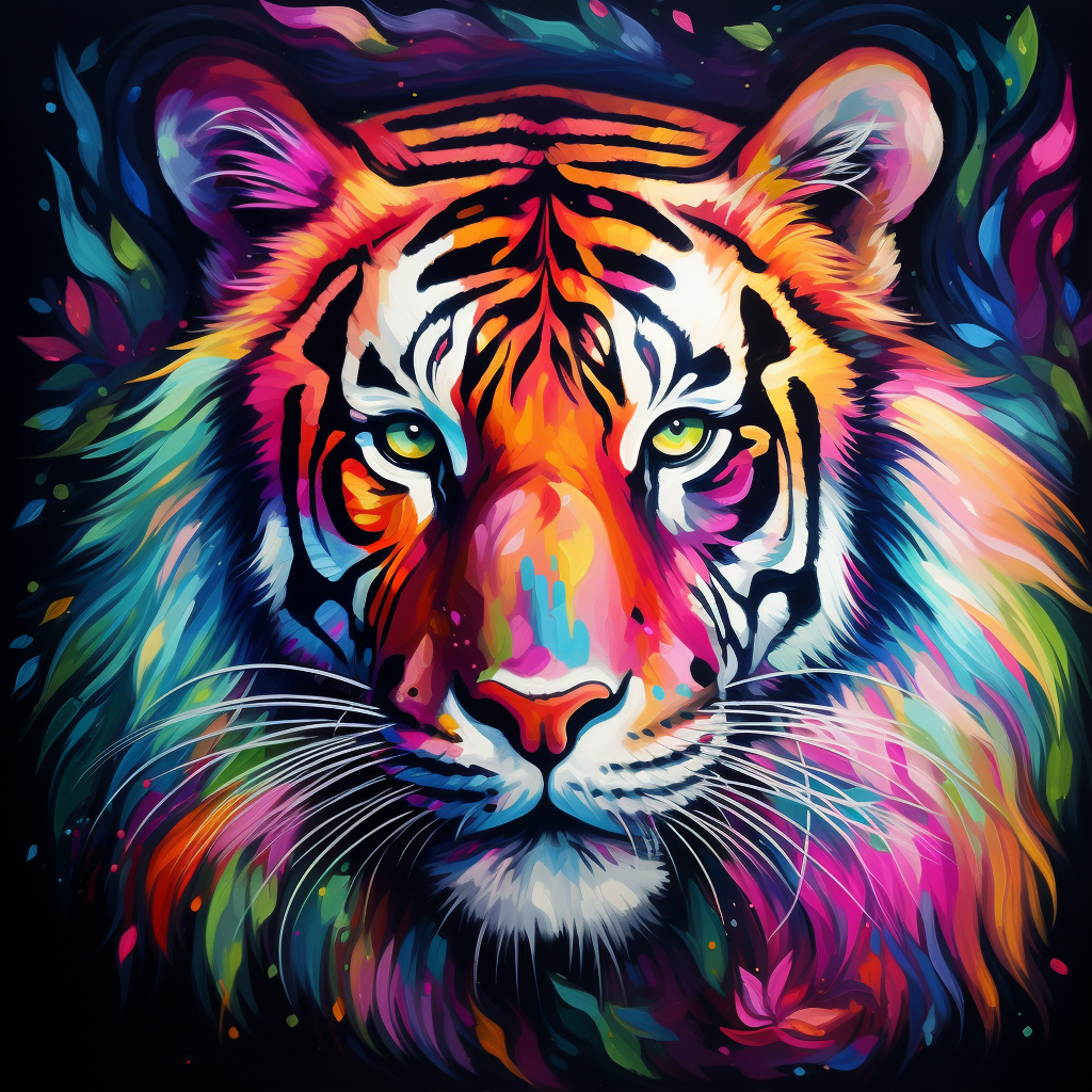 Vibrant tiger in colors