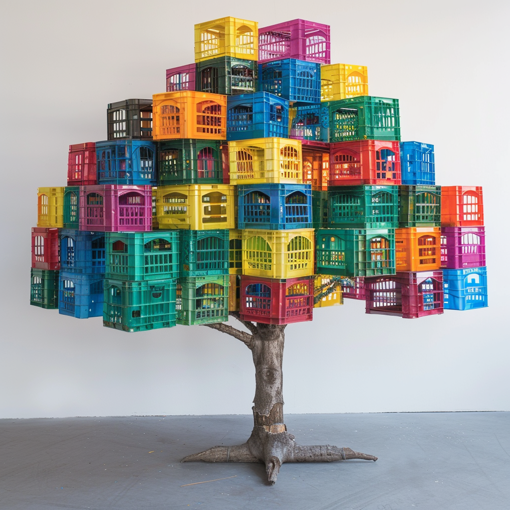 Plastic Milk Crate Tree Design