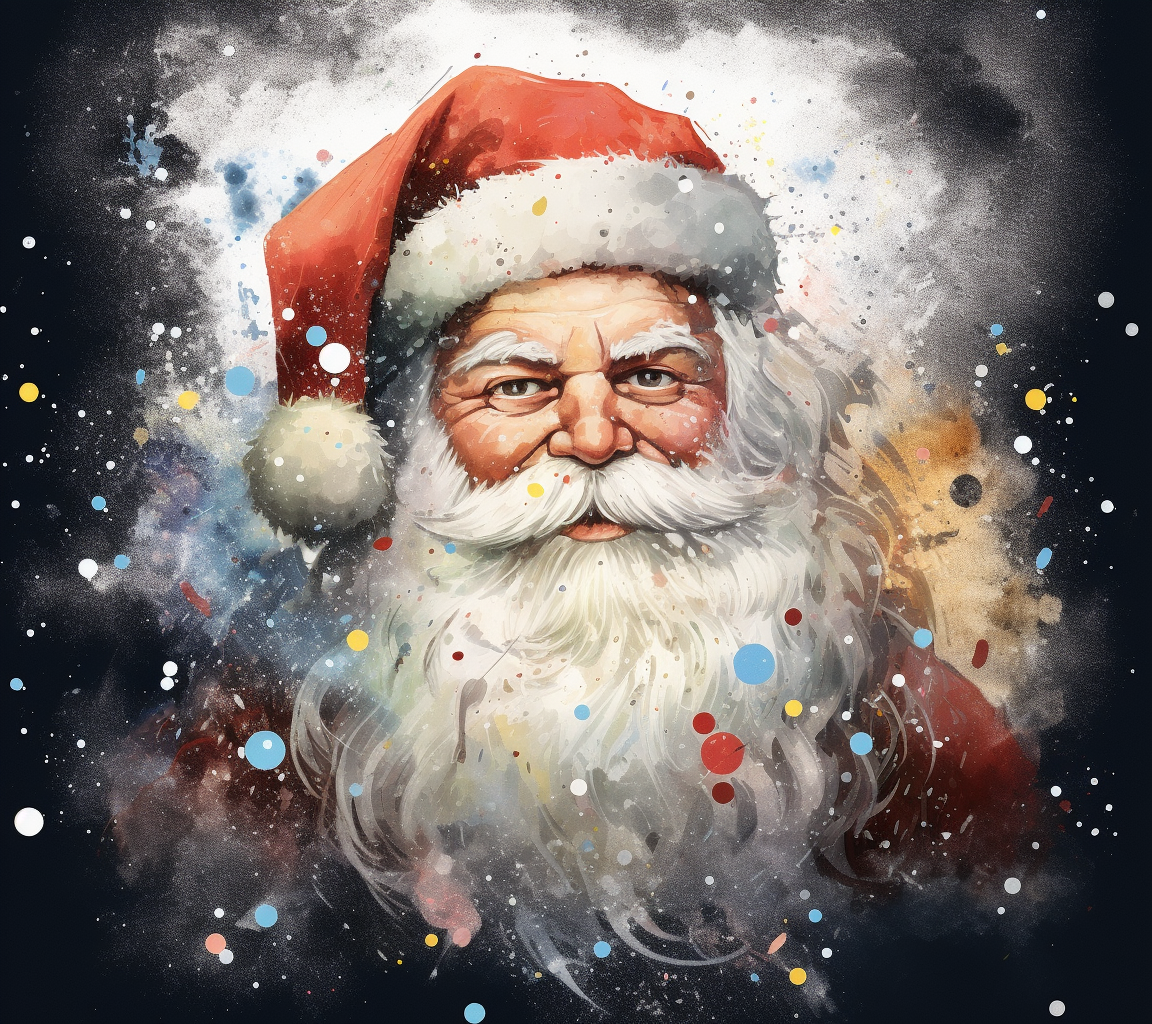 Colorful watercolor retro Santa Claus image