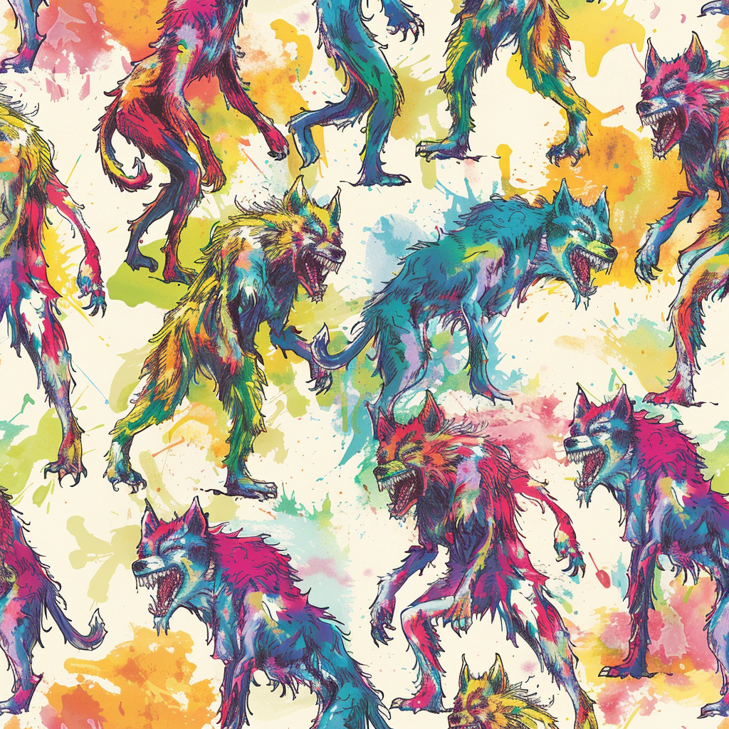 Colorful Werewolf Wallpaper Scene