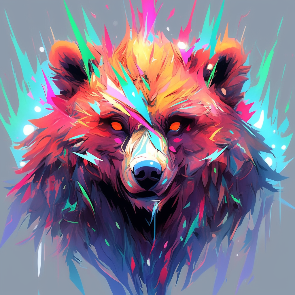 Colorful bear with eye patch art