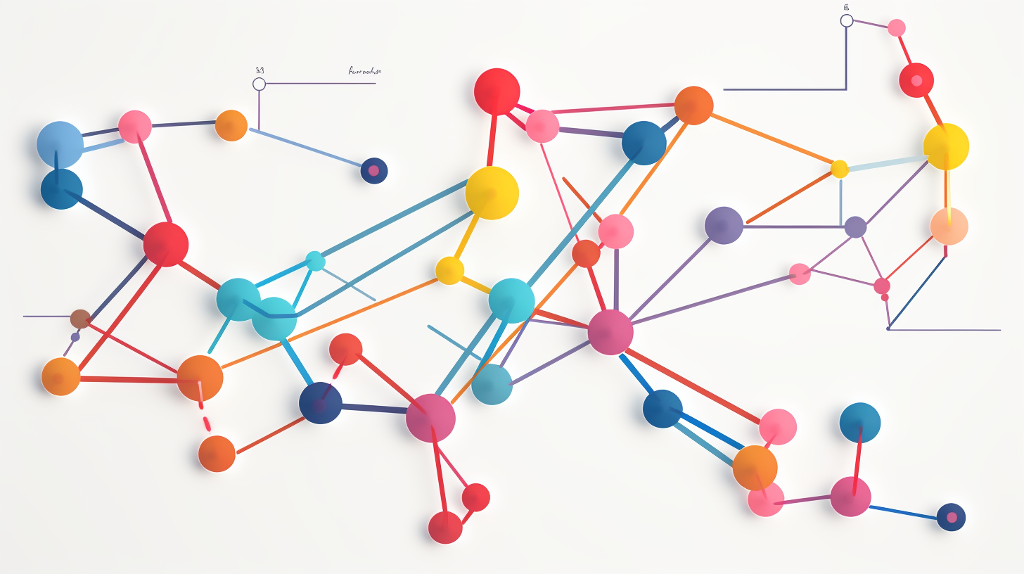 Colorful workflow diagram with central branching