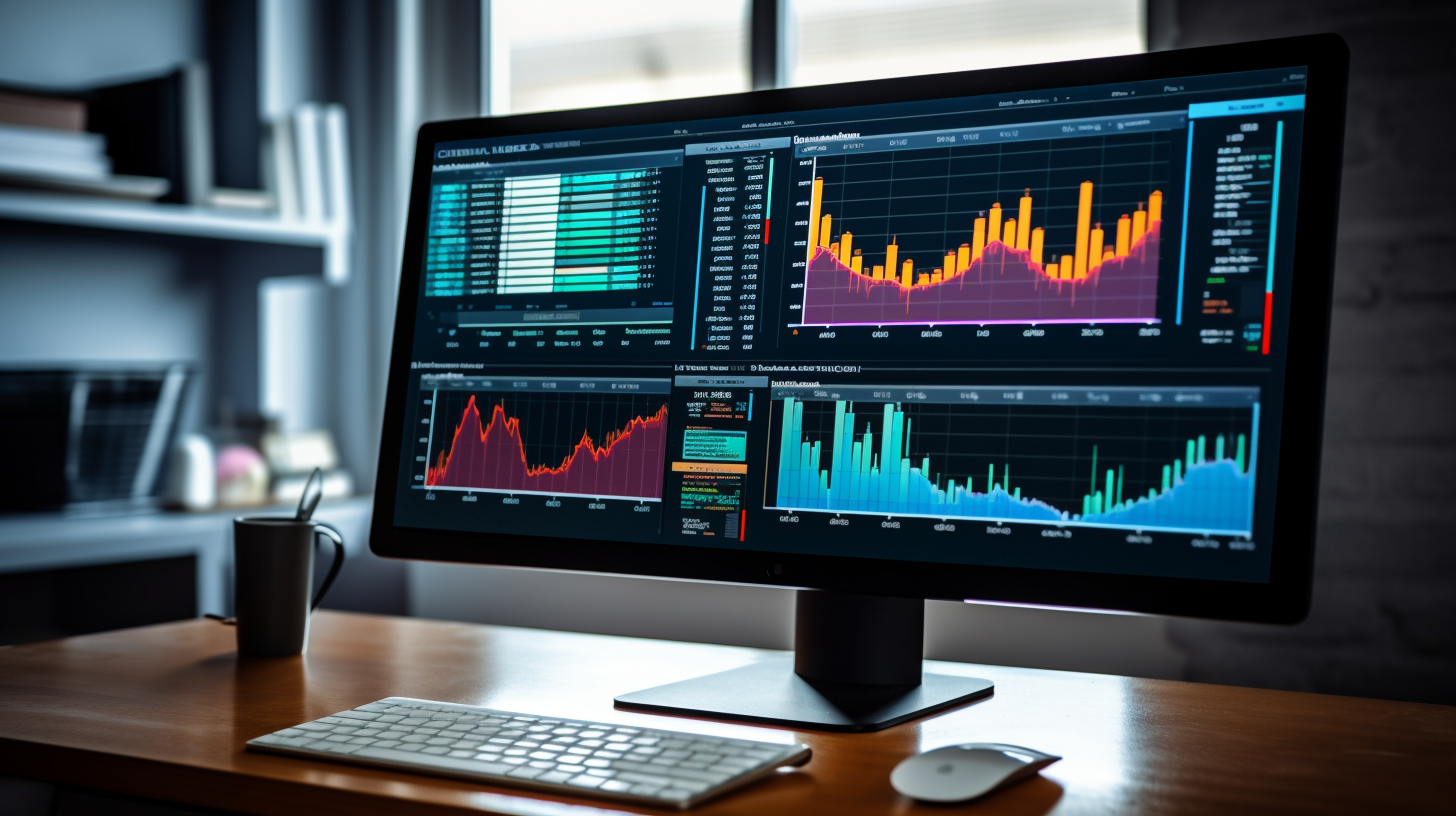 Colorful charts and tables for data analysis