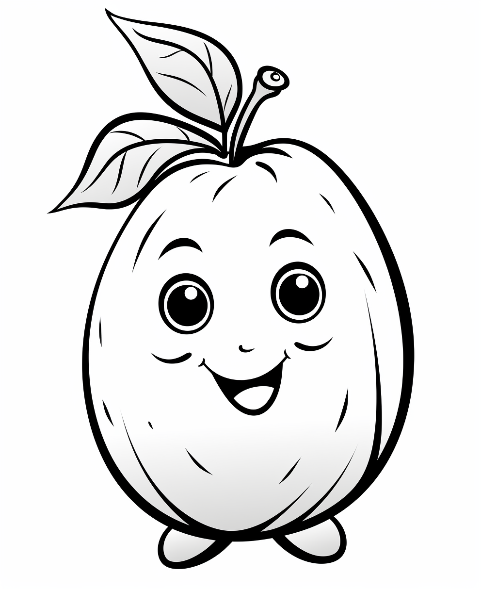 Cartoon mango on white background