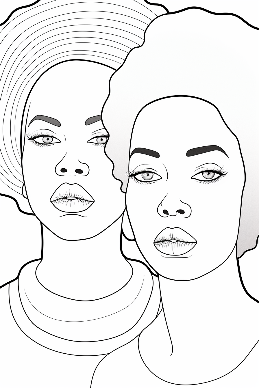 Coloring Book Page of African American Women