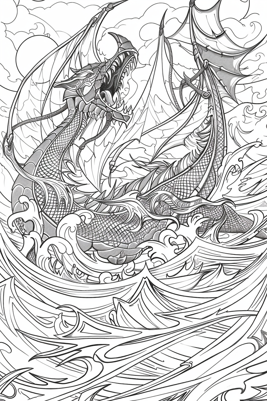 Nordic mythology drakkars coloring page