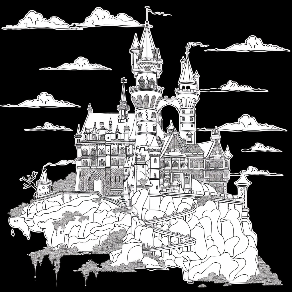 Thunder Castle Outline Black Background