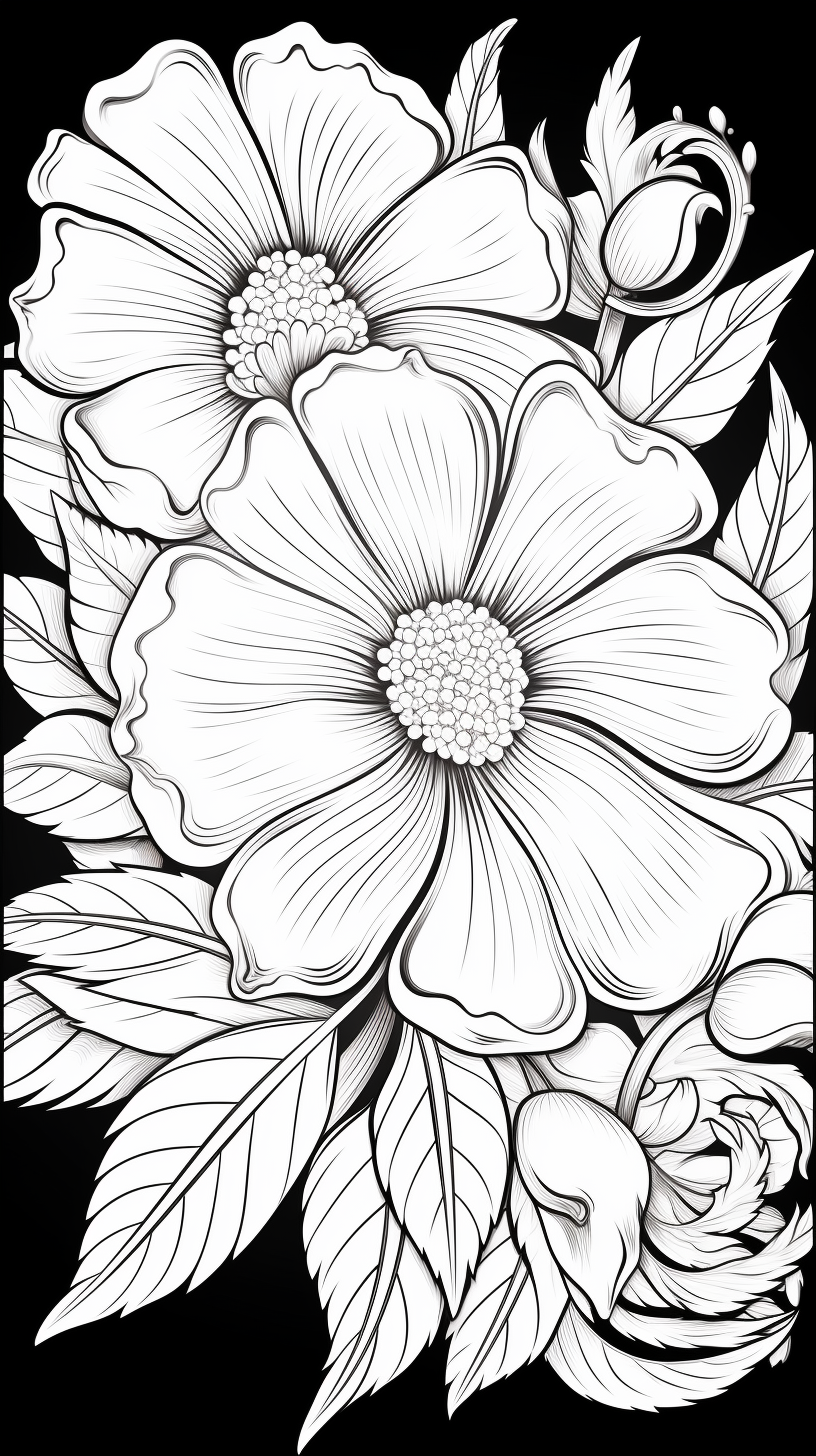 Coloring flowers with geometric background