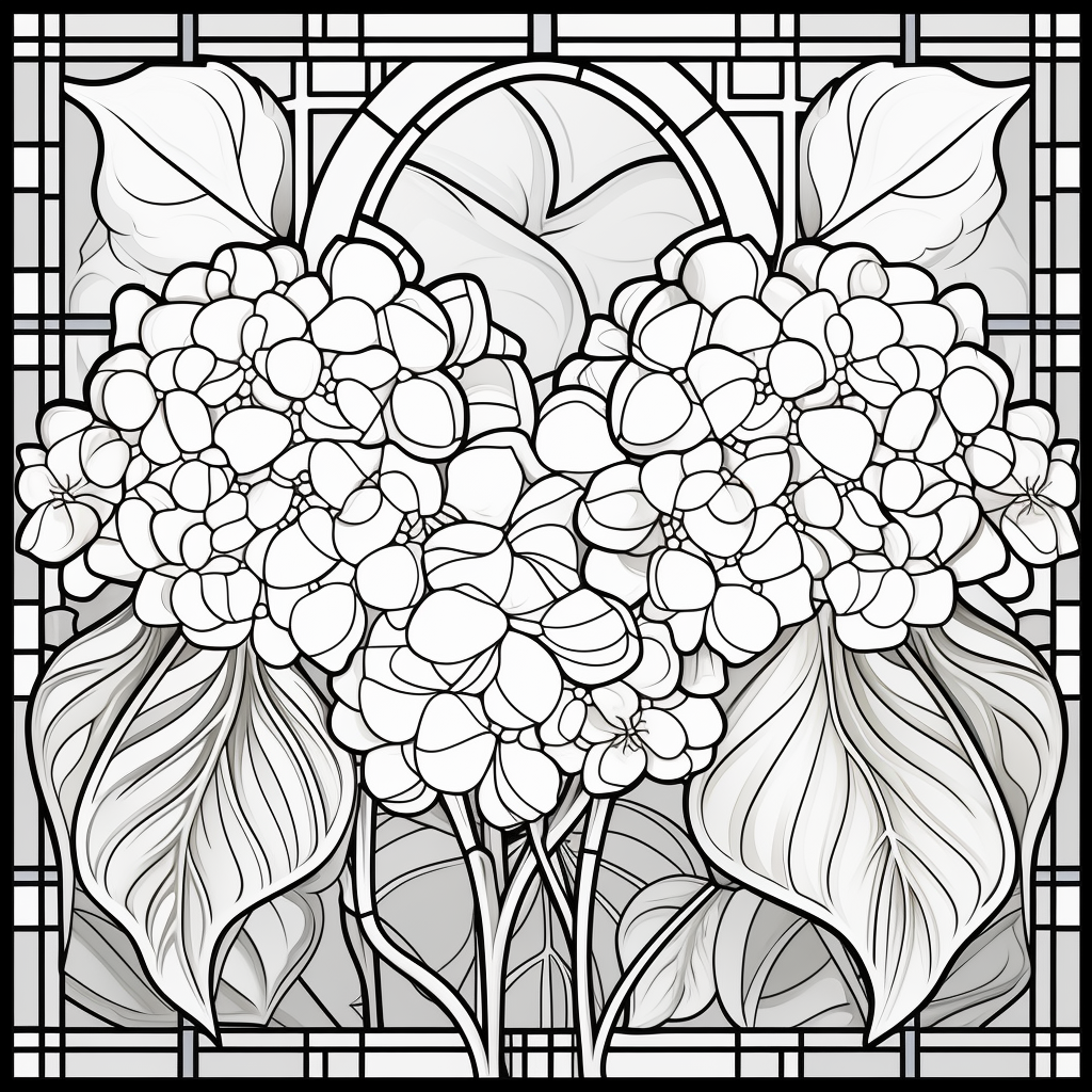 Hydrangea Stained Glass Coloring Page