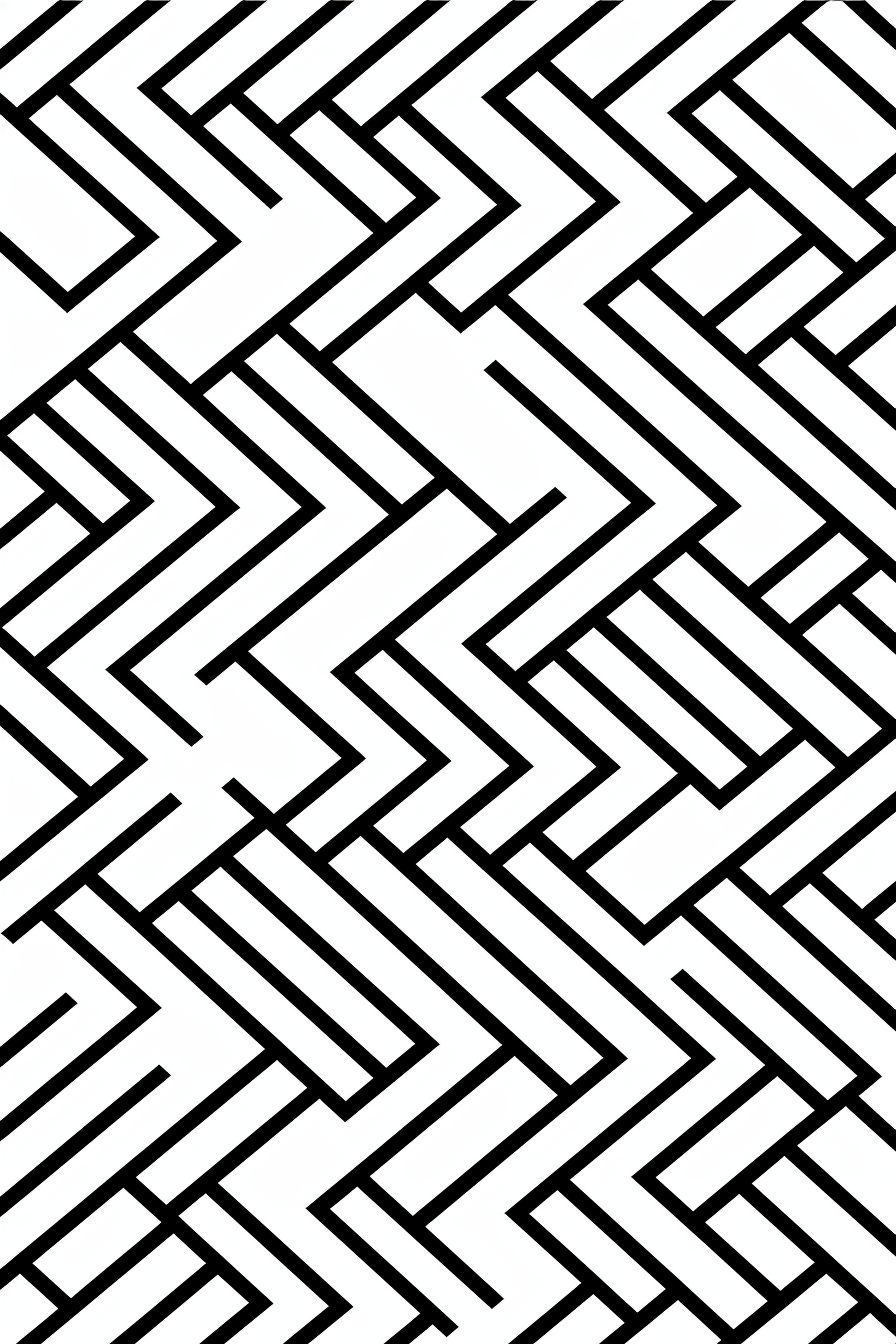 Beginner Coloring Page with Basic Shapes and Houndstooth Pattern