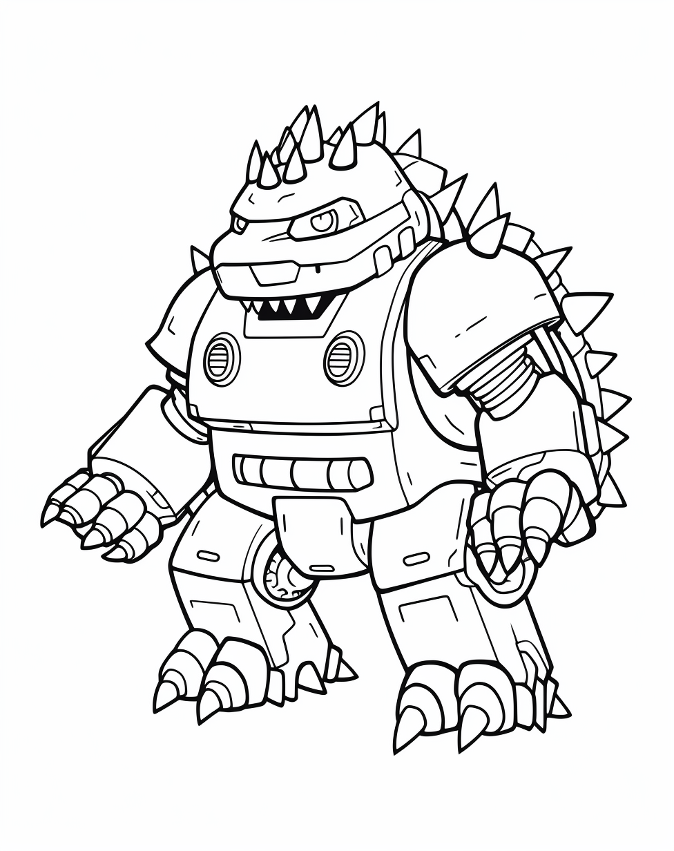 Godzilla Tanks Coloring Page White Background