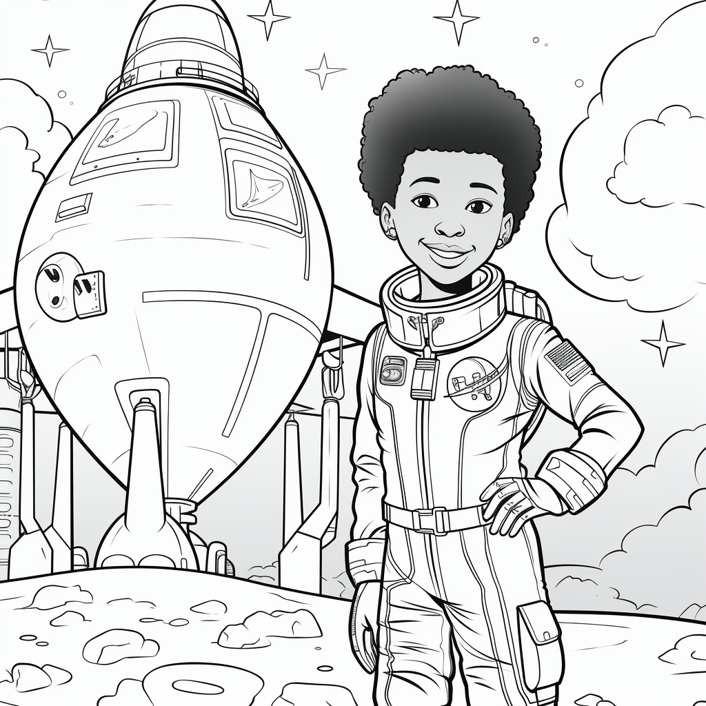 Mae Jemison Kids Coloring Page Rocket Background